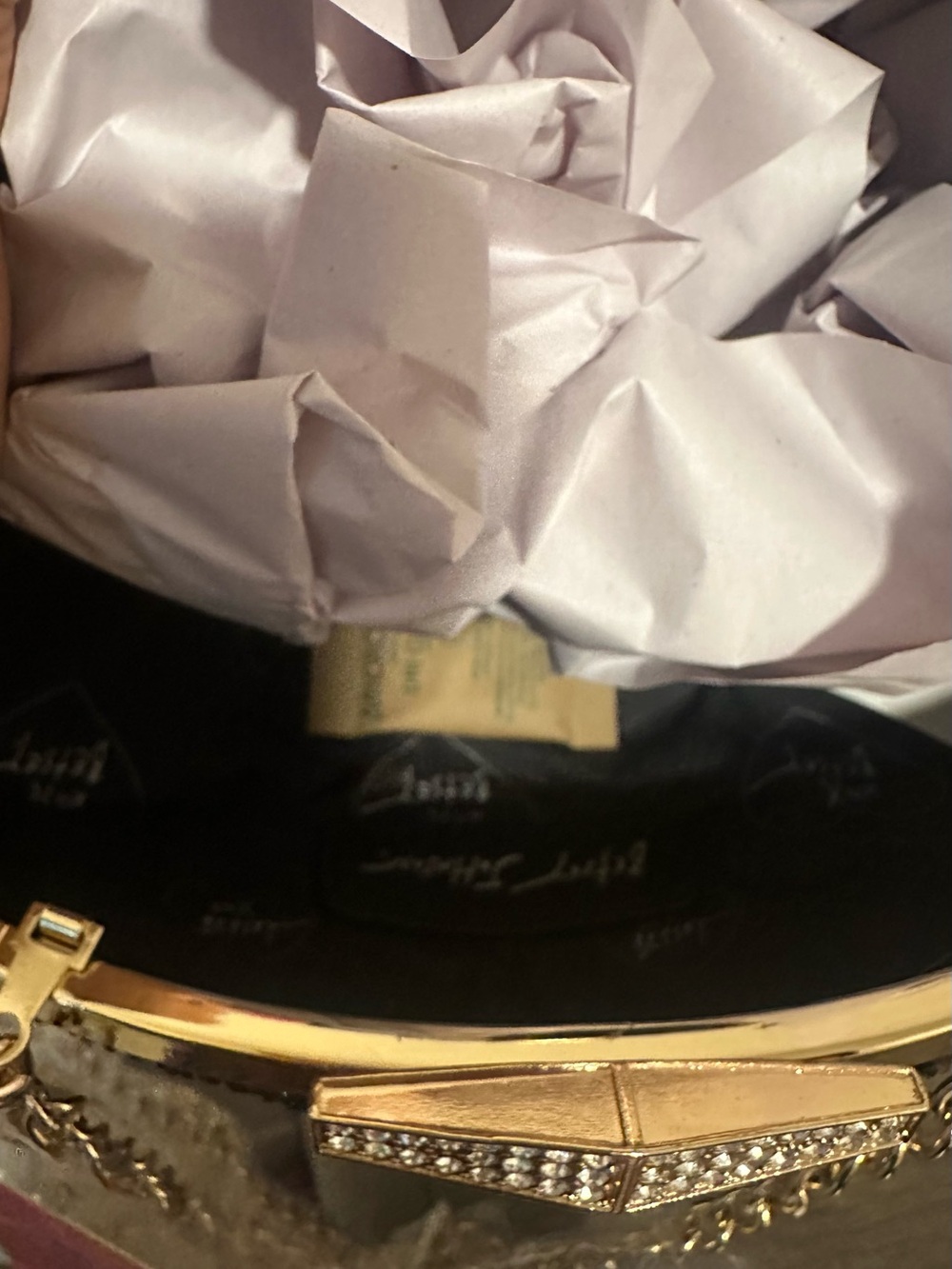 Betsey Johnson Football Shaped Evening Clutch in Dark Brown with Gold Chain new - Picture 6 of 6